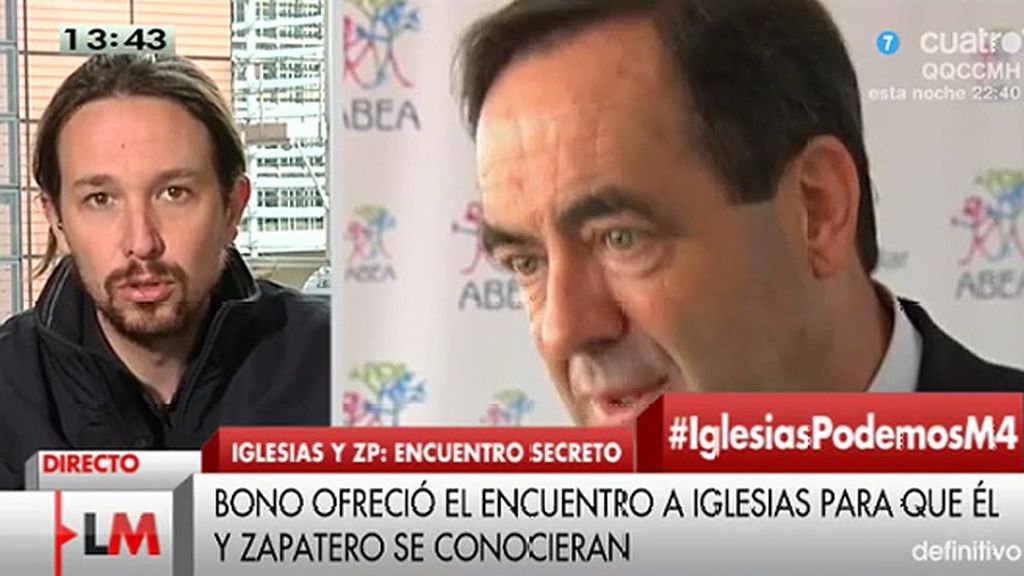Pablo Iglesias confirma que, junto a Errejón, se reunió con Bono y Zapatero
