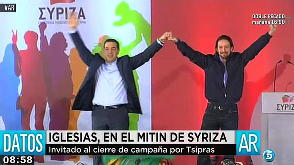 Pablo Iglesias, arropa a Syriza antes de las elecciones griegas