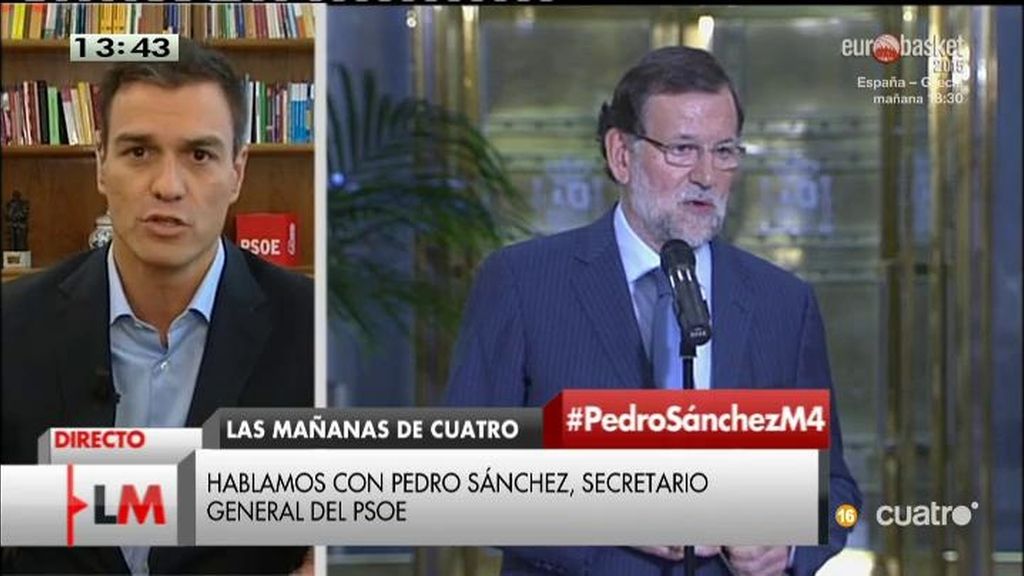 Pedro Sánchez: "Rajoy gobierna solo para la extrema derecha de su partido"