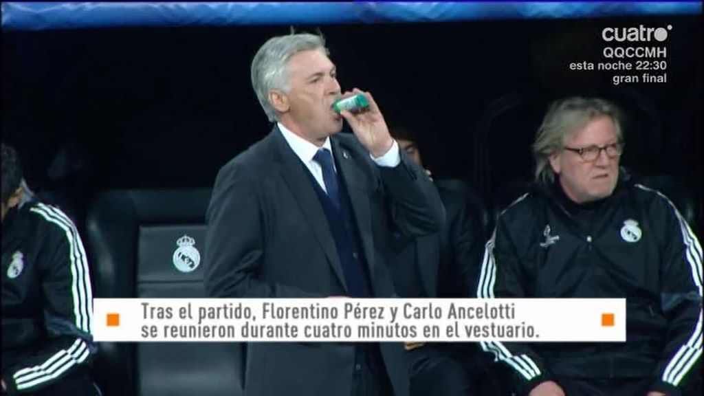 Florentino y Ancelotti hablaron cuatro minutos en el vestuario tras caer ante el Schalke