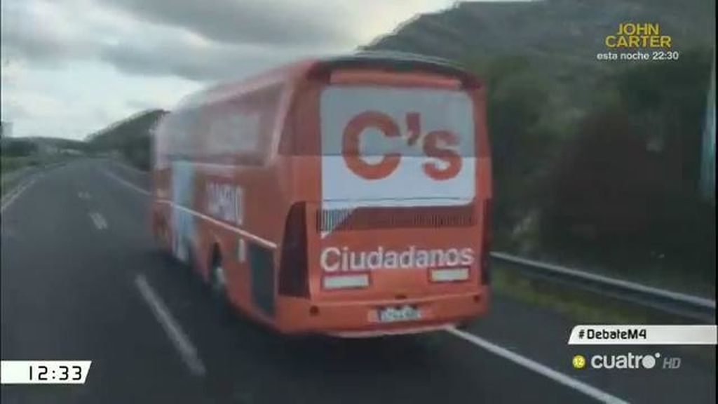 ¿Qué sucede cuando se encuentran los autobuses de Ciudadanos y Podemos?