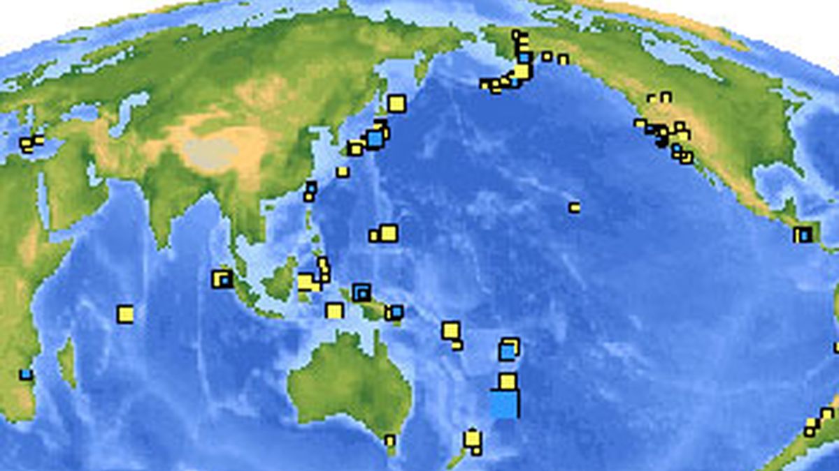 Puntos geográficos donde se han detectado movimientos de tierra en las últimas 24 horas FOTO: USGS