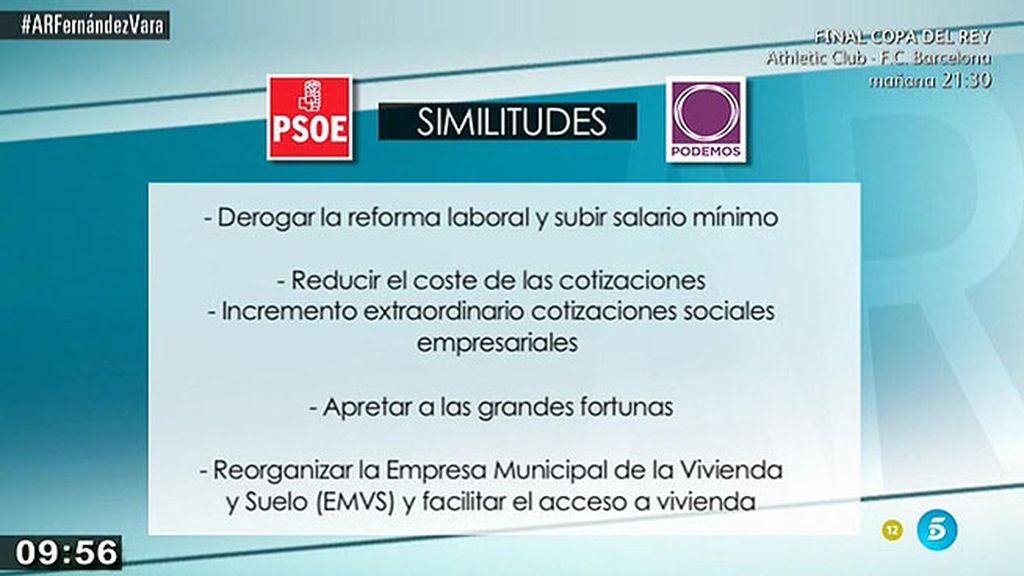 'AR' analiza las semejanzas y diferencias entre PSOE Y Podemos