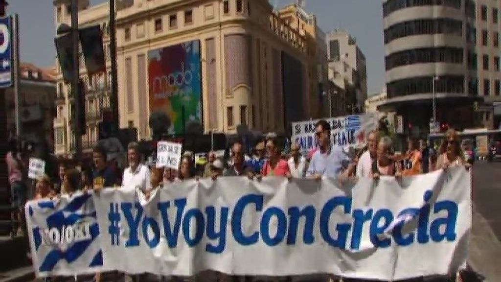 Manifestación en Madrid en solidaridad con el pueblo griego