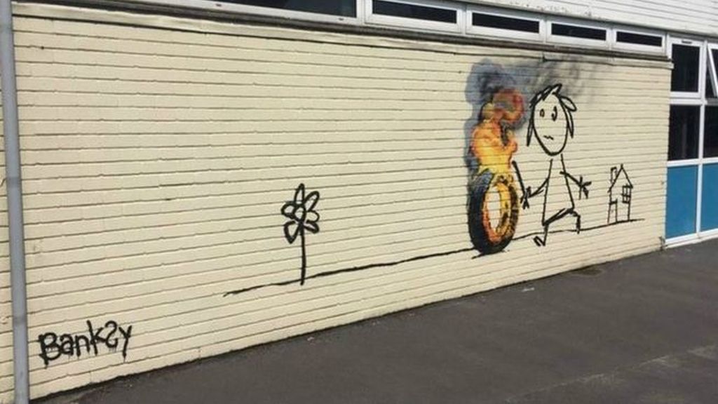 Banksy sorprende a unos niños de un colegio de Bristol