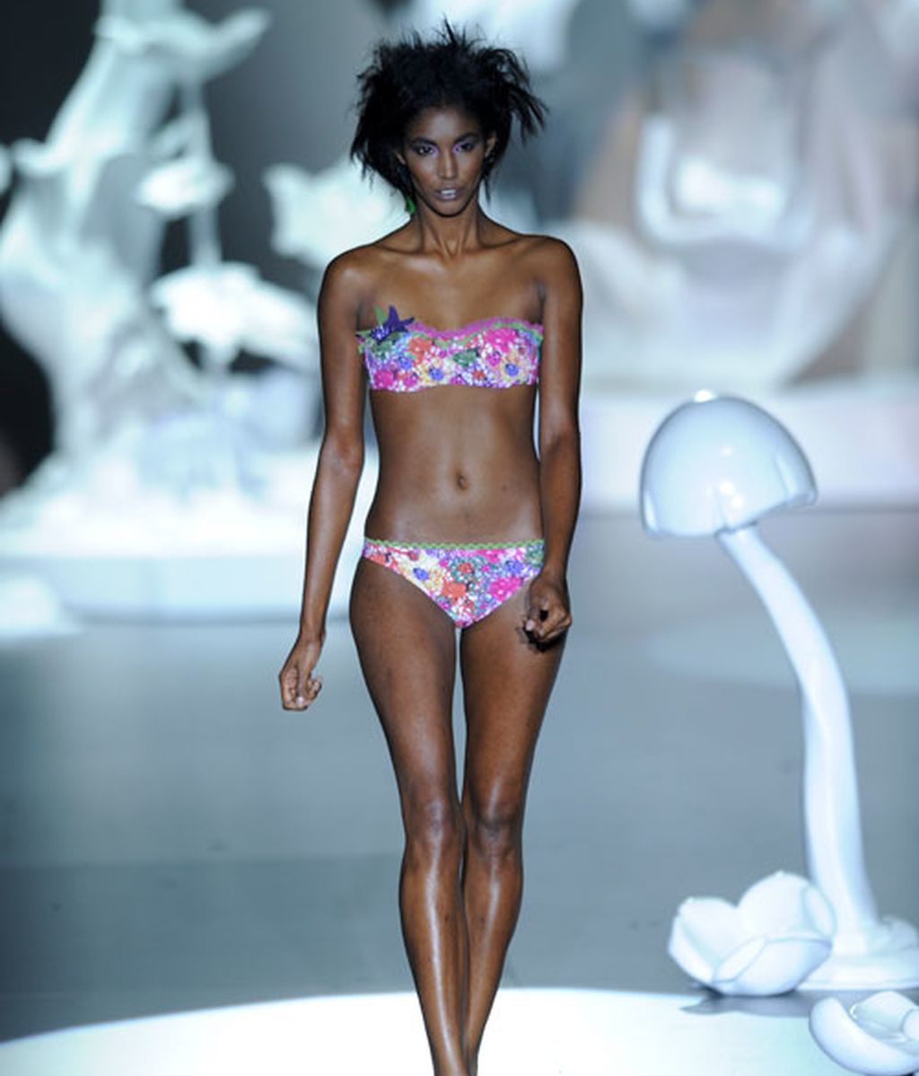 Baños en verde y rosa