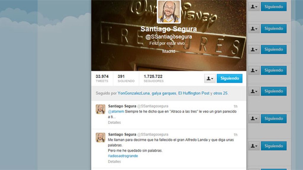 Santiago Segura lamenta en Twitter la muerte de Alfredo Landa Santiago Segura lamenta en Twitter la muerte de Alfredo Landa