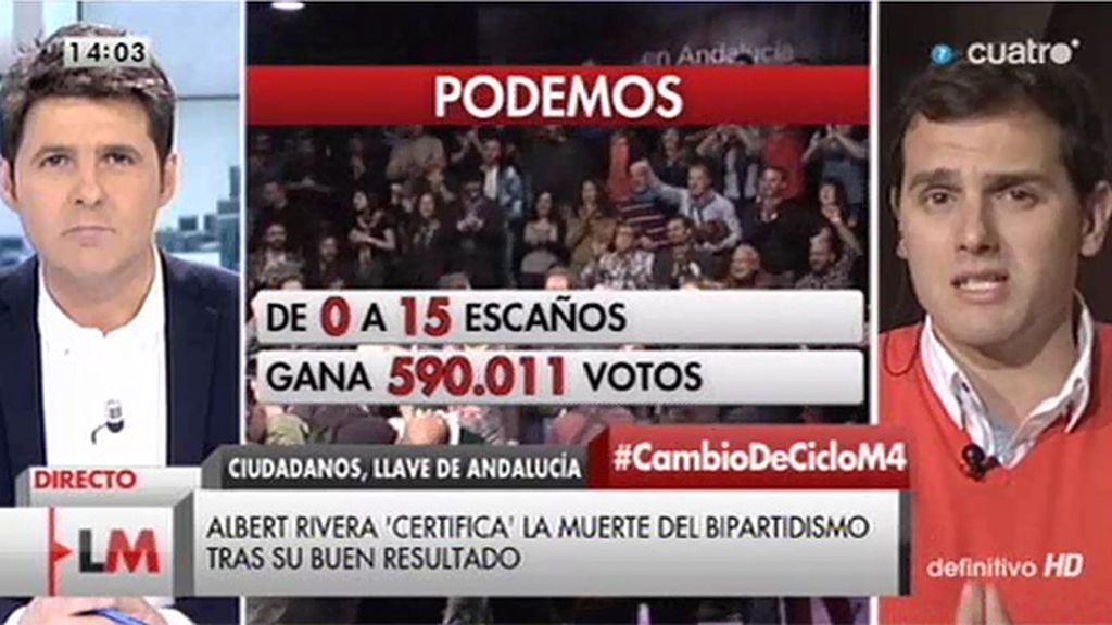 A. Rivera: “E PP debería mirar en casa qué ha hecho mal para perder el 30% del electorado en Andalucía”