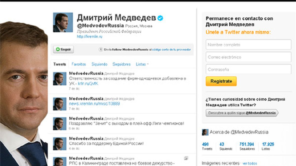 Dimitri Medvedev, Rusia, Twitter