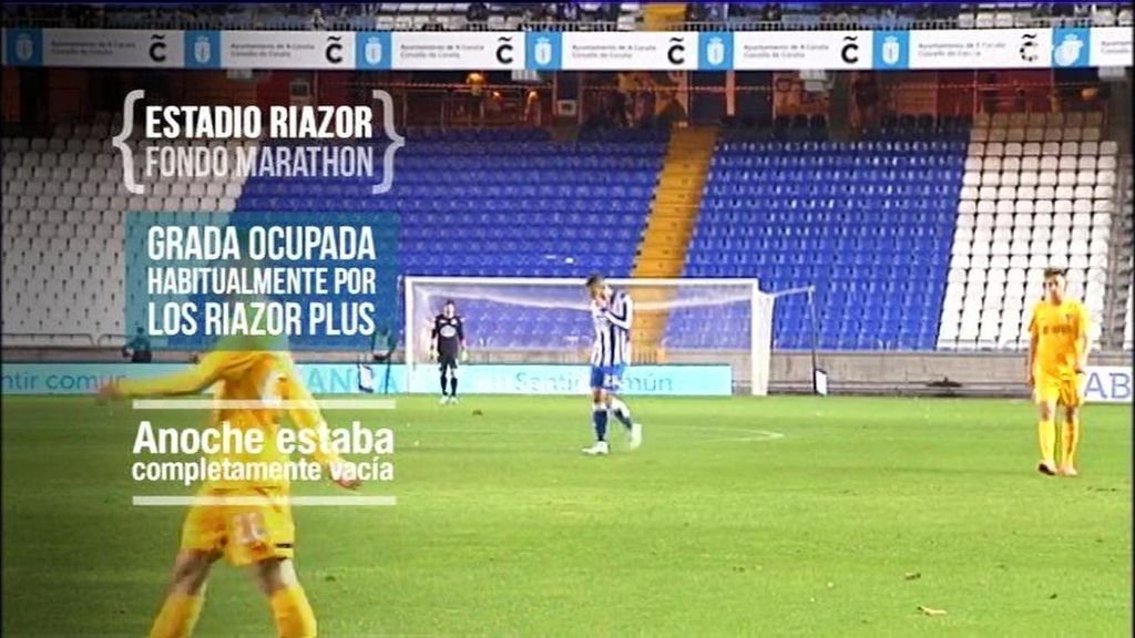 La grada vacía de los Riazor Blues deja a Riazor en silencio en el Deportivo-Málaga