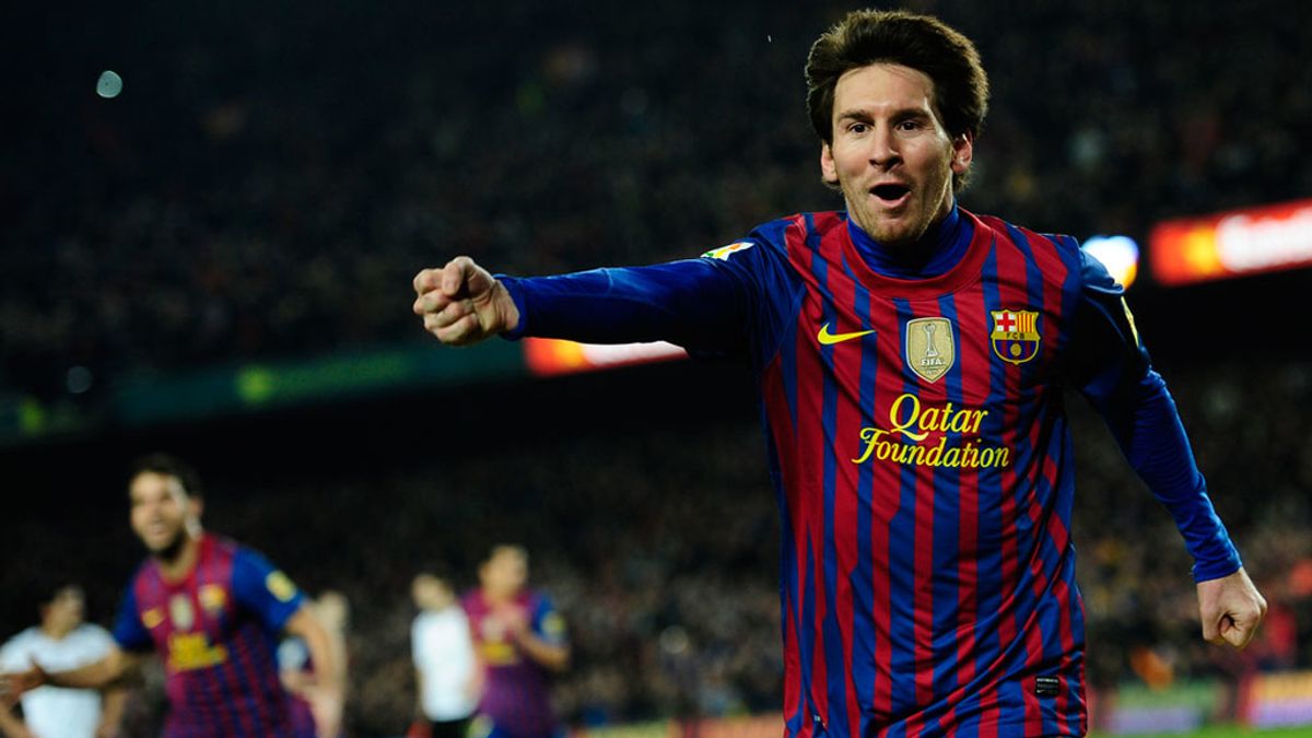 Leo Messi celebra un gol en el Camp Nou