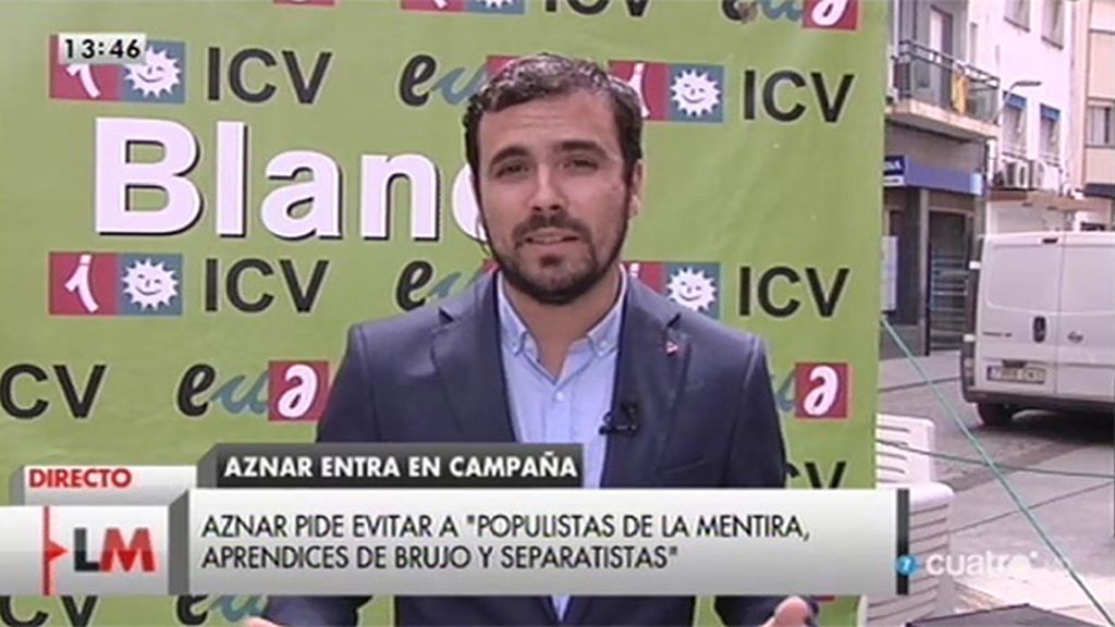 Alberto Garzón: "Cifuentes, Aguirre y Rajoy intentan parecer pueblo cuando no lo son"