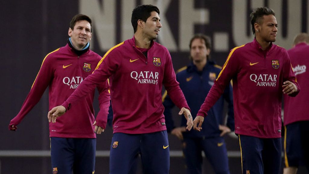 Messi, Suárez y Neymar, 'feeling' perfecto durante el entrenamiento