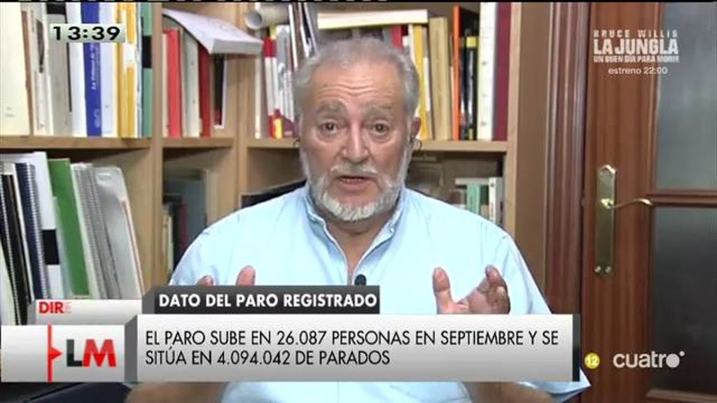 Julio Anguita, sobre el paro: "No hay ninguna solución dentro de la actual economía"