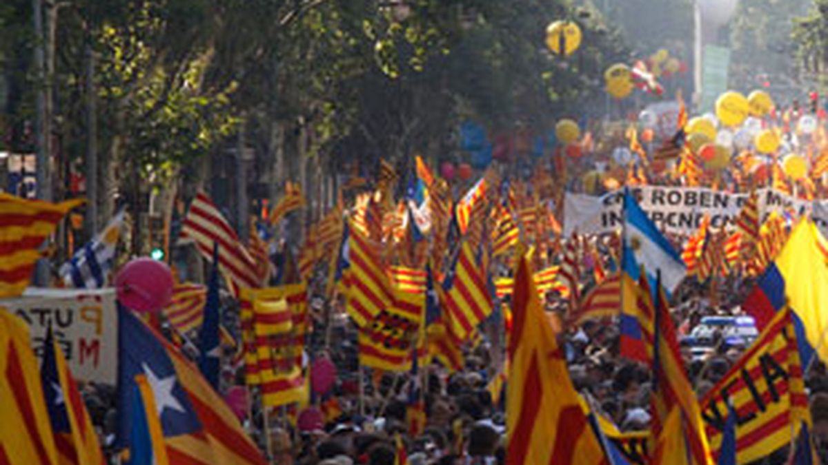 Banderas catalanas durante una manifestación a favor de la independencia. Foto: Reuters.