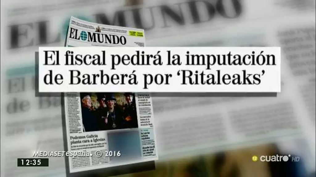 El fiscal pedirá al Supremo la imputación de Barberá por ’Ritaleaks’, según ‘El Mundo’