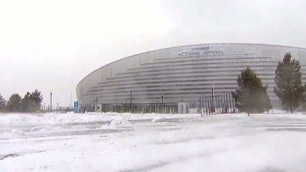 Temporal de frio y nieve en Astana para recibir al Atlético