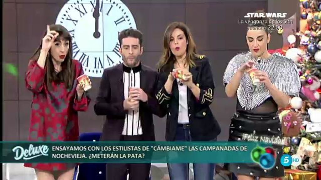 Pelayo, Cristina, Natalia y Marta ensayan las Campanadas 2015 en el ‘Deluxe’
