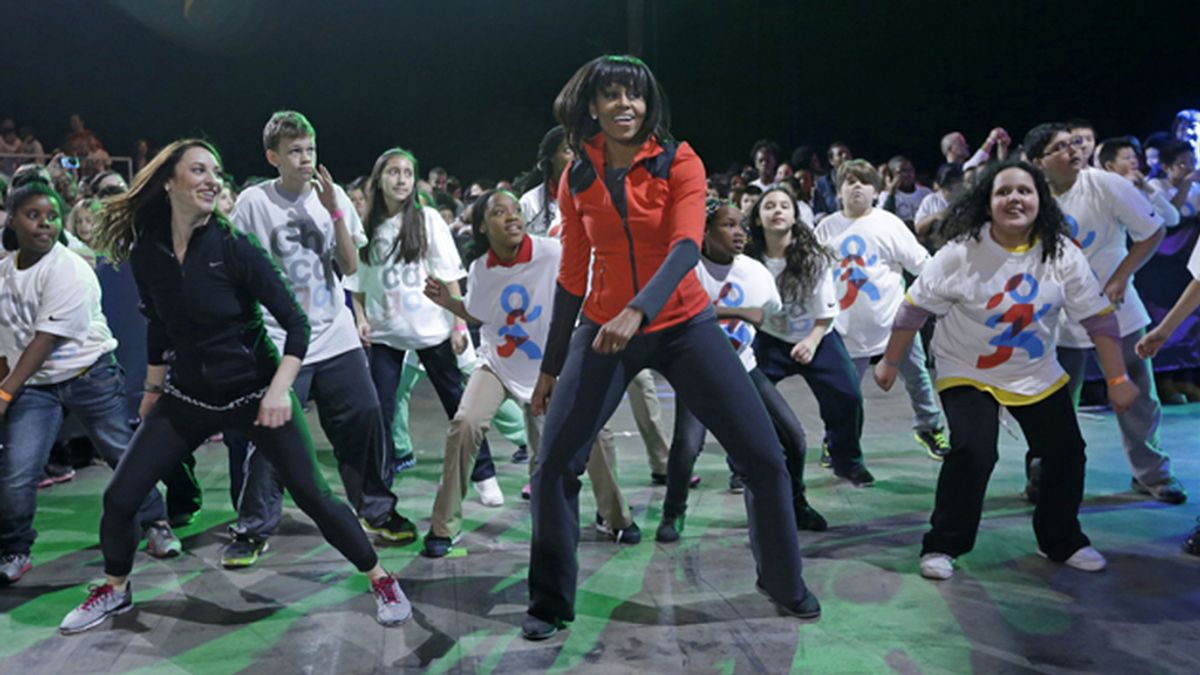 Michelle Obama, en Chicago, para  promocionae el ejercicio físico en las escuelas públicas