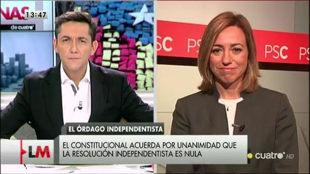 Carme Chacón: “Artur Mas y su Gobierno pueden hacer lo único lógico, devolver a Cataluña a la senda de la ley”