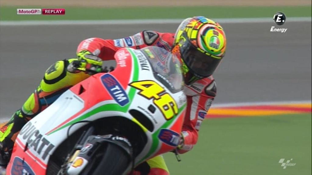 Rossi prueba su Ducati bajo la lluva de Aragón