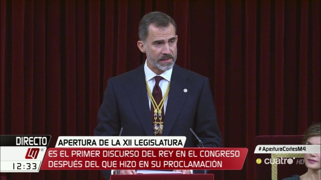 El discurso completo de Felipe VI en la apertura de la XII legislatura