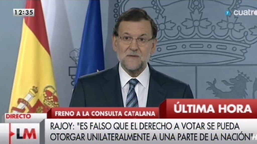 Mariano Rajoy: “La consulta, ni por su objeto, ni por su procedimiento, es compatible con la Constitución”