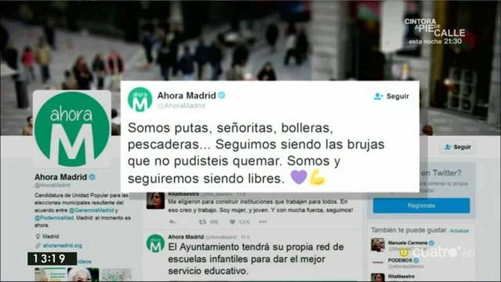 Ahora Madrid, en Twitter: “Seguimos siendo las brujas que no pudisteis quemar. Somos y seguiremos siendo libres”