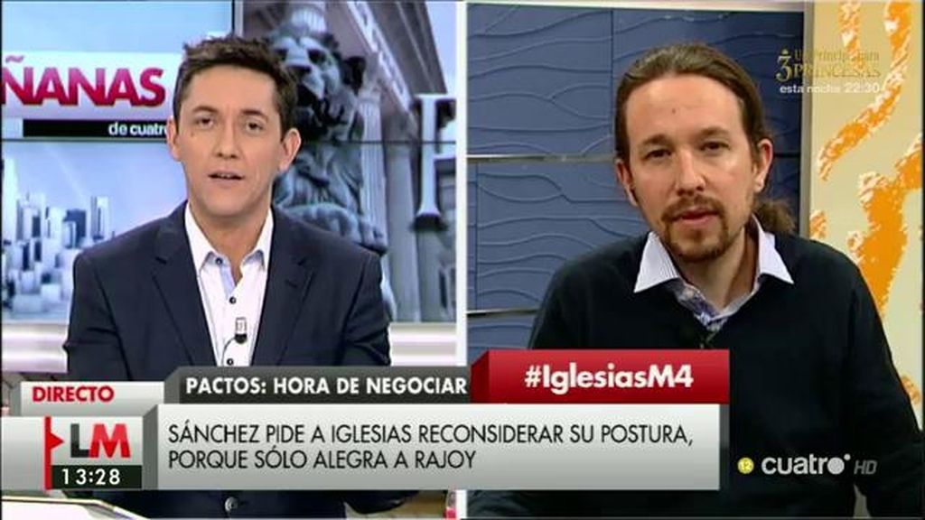 Pablo Iglesias: "Tiene lógica que Ciudadanos pacte con el PP, pero no con el PSOE”