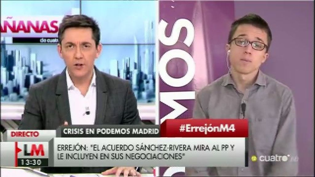 Errejón: "Pablo y yo tenemos claro que tiene que haber gobierno con el PSOE"