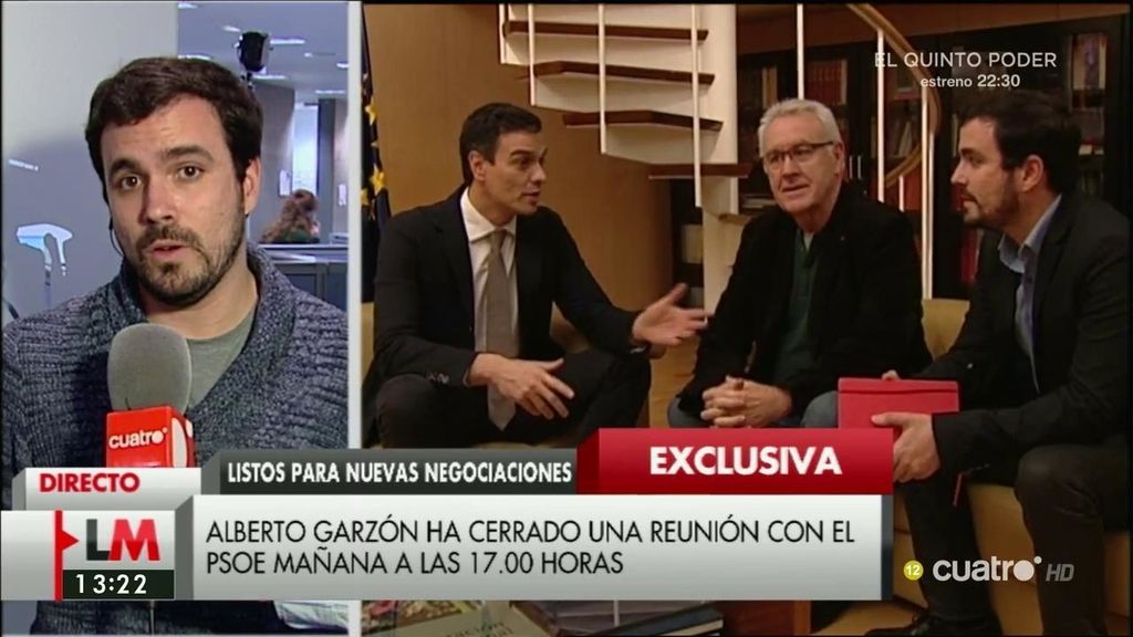 Alberto Garzón ha cerrado una reunión con el PSOE para este jueves 17 a las 17.00h.