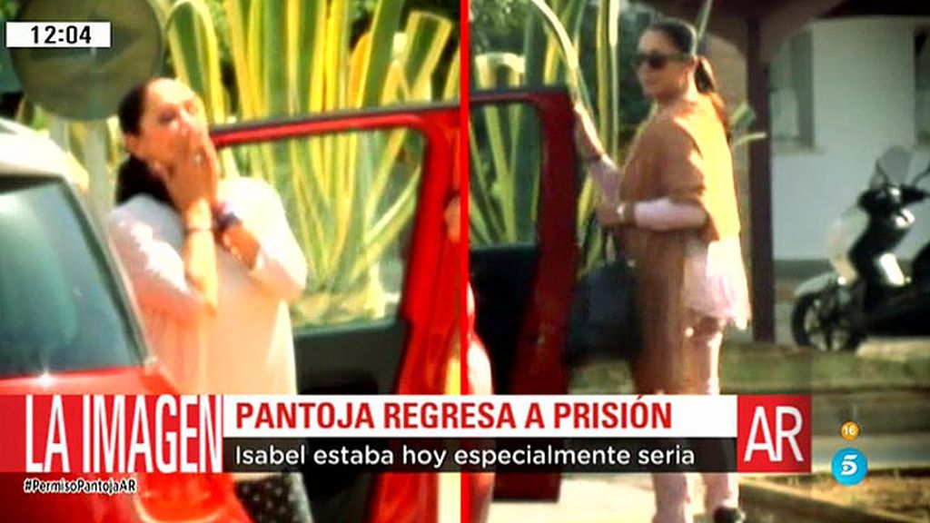 Isabel Pantoja, especialmente seria en su tercer regreso a prisión