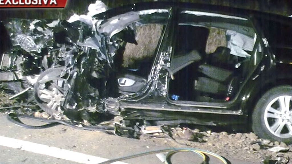 El coche de Ortega, tras el accidente