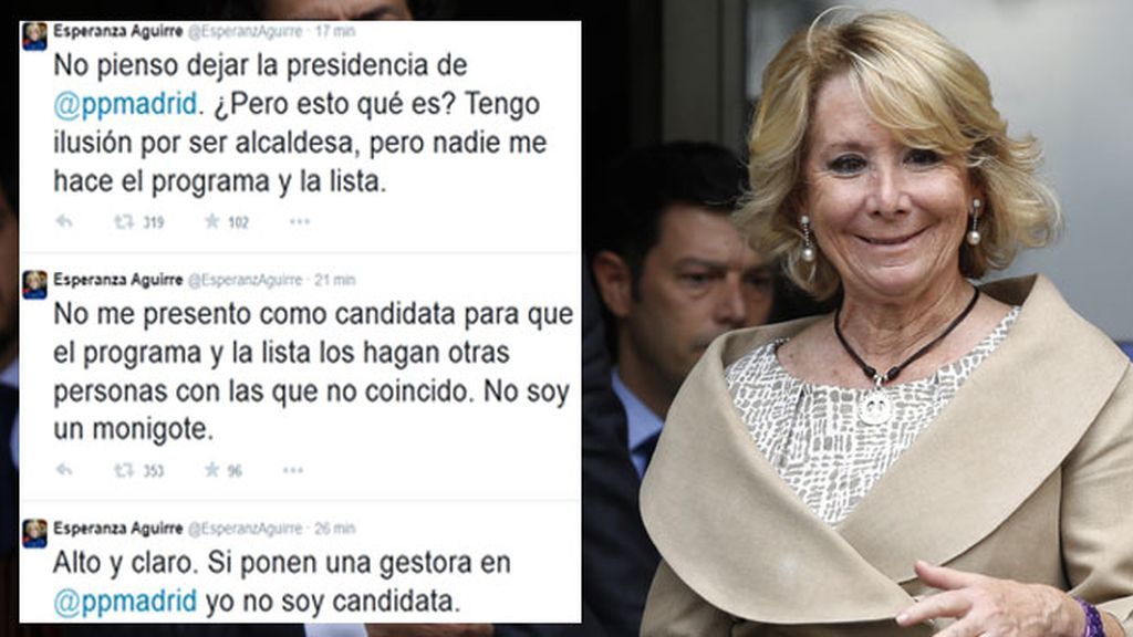 Esperanza Aguirre: "Si ponen una gestora, no soy candidata. No soy un monigote"