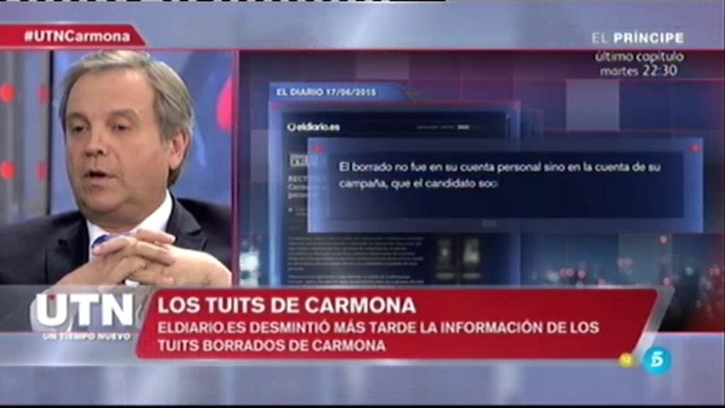 Antonio Miguel Carmona: "Es falso que haya borrado decenas de tweets en mi cuenta"