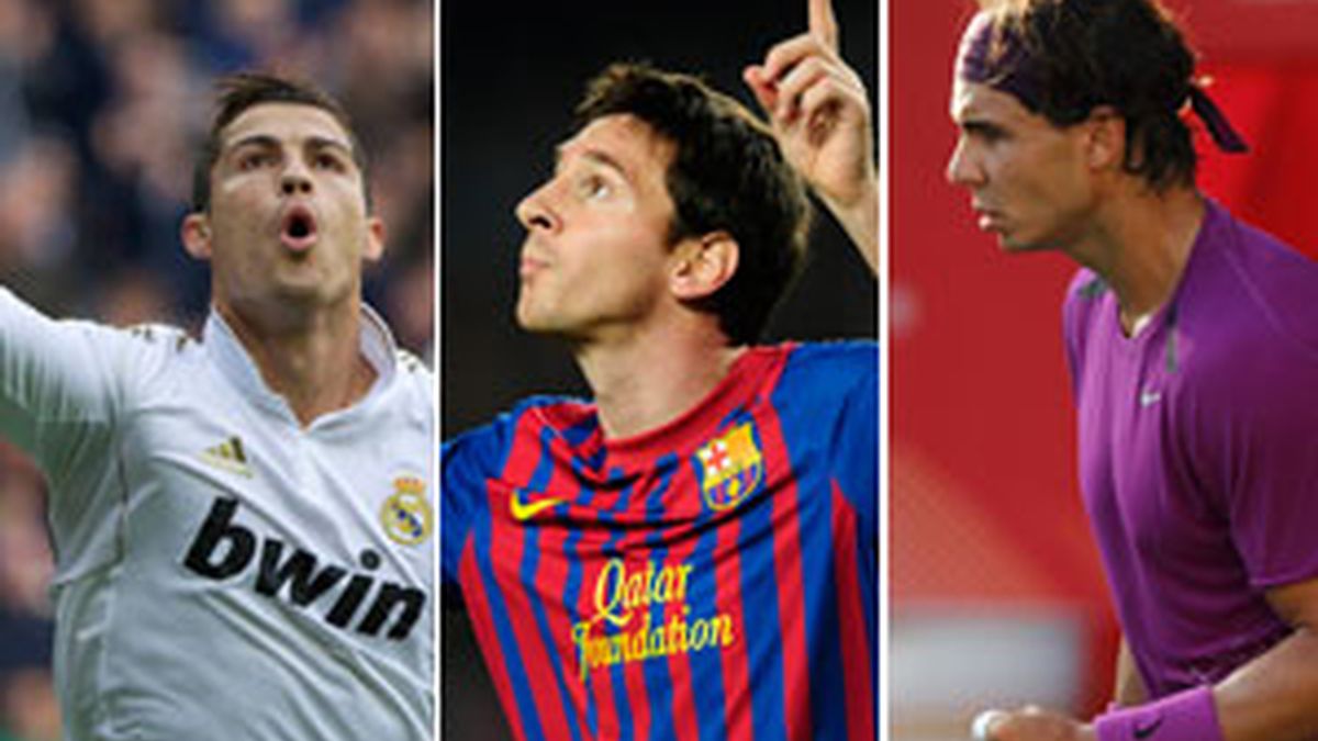 Cristiano Ronaldo, Messi y Nadal. Fotos: GTres