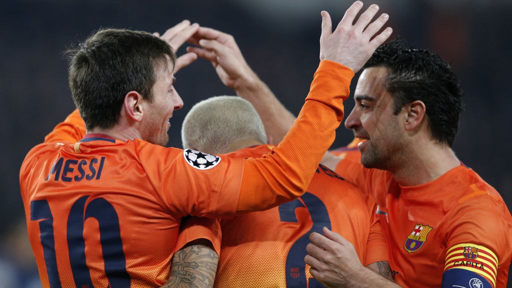 El FC Barcelona celebra el primer gol al PSG