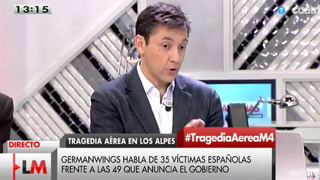J. Ruiz: "El gobierno dice que son 49 los muertos españoles, Germanwings dice 35"