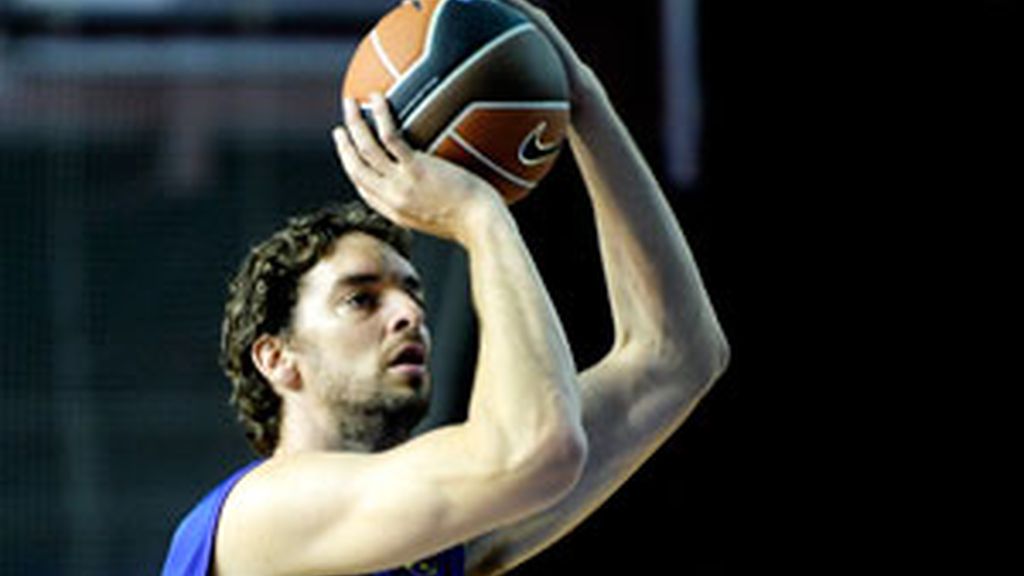 Pau Gasol durante un entrenamiento con el Barcelona. Foto: GTres