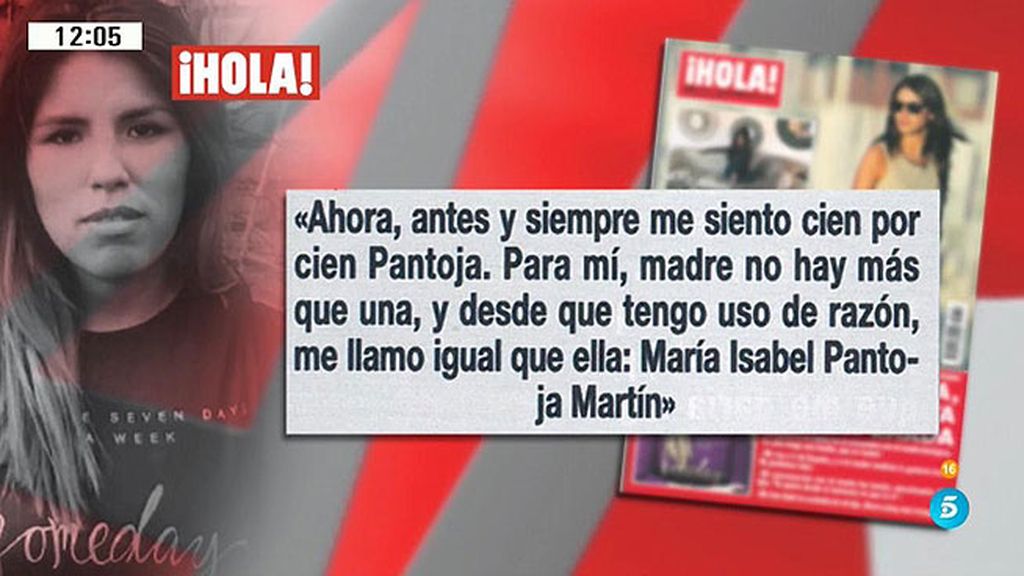 Chabelita: "Madre no hay más que una, y yo me llamo igual que ella"