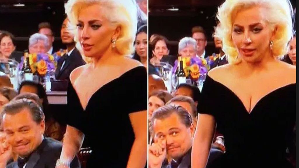 Así reacciona DiCaprio ante el premio de Lady Gaga en 'Los Globos de Oro'