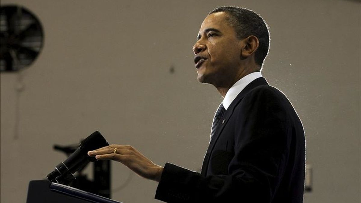 El presidente de Estados Unidos, Barack Obama, durante la presentación de sus propuestas de seguridad energética en la Universidad de Georgetown, en Washington (EE.UU.). EFE