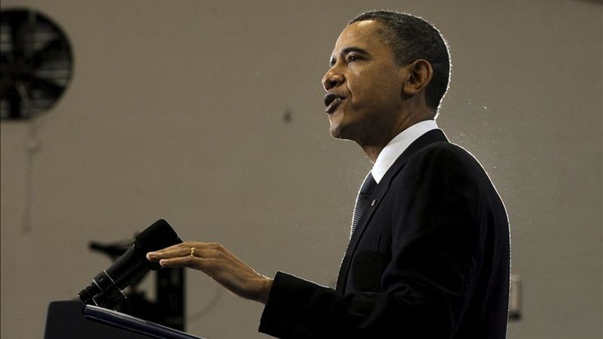 El presidente de Estados Unidos, Barack Obama, durante la presentación de sus propuestas de seguridad energética en la Universidad de Georgetown, en Washington (EE.UU.). EFE El presidente de Estados Unidos, Barack Obama, durante la presentación de sus propuestas de seguridad energética en la Universidad de Georgetown, en Washington (EE.UU.). EFE
