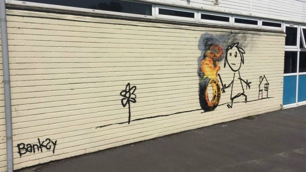 Banksy sorprende a unos niños de un colegio de Bristol