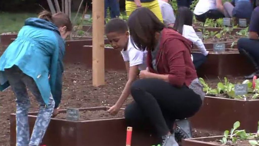 Michelle Obama enseña a los niños a cultivar su propio huerto