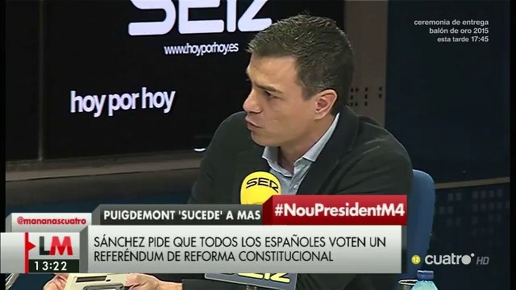 Pedro Sánchez: “España necesita un referéndum de reforma de la Constitución”
