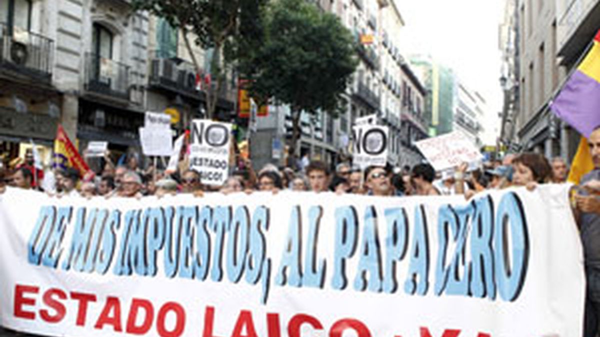 Imagen de la manifestación laica contra la que supuestamente quería atentar el detenido. Foto: Gtres