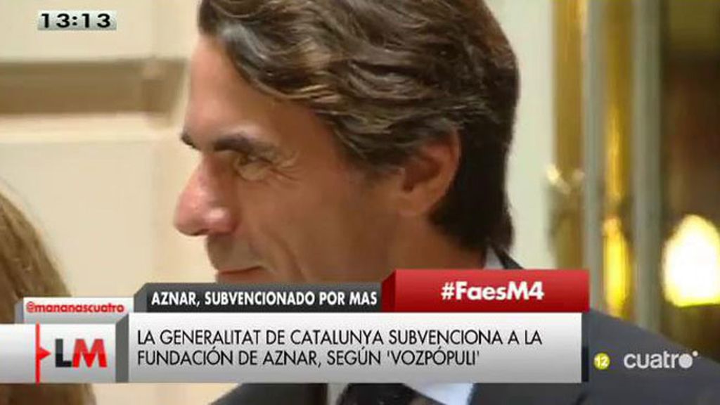 Aznar, crítico con el proceso independentista, recibe subvenciones de Cataluña