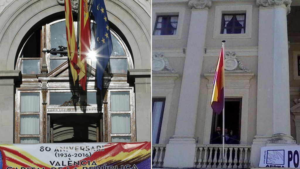 Valencia y Cádiz conmemoran la II República exhibiendo su bandera en el ayuntamiento