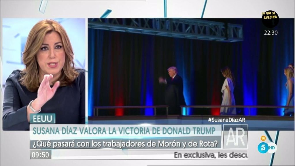Susana Díaz: "Estamos deseando que Trump no cumpla con las promesas electorales"
